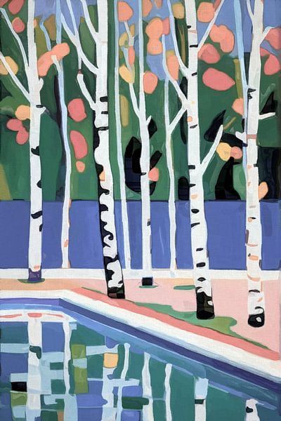 Reflet des bouleaux dans le bassin n° 1 par Anna Marie de Klerk