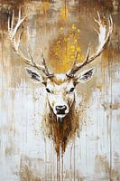 Expressionist deer with gold accents