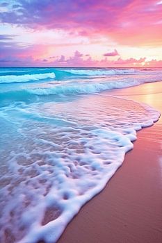 Pink sunset at the beach
