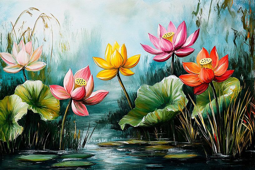 Fleurs de lotus dans un étang serein par Imperial Art House