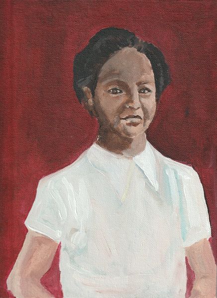 Frau in weißer Bluse von Pauline van der Meer