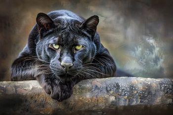 Panthère noire - Peinture animalière moderne