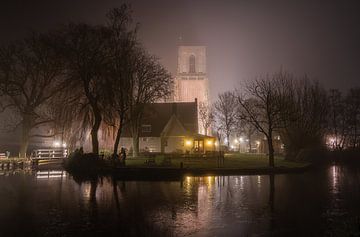 The Ransdorper Tower in the mist in the evening by Jeroen de Jongh