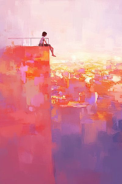 Girl on Edge | Verträumte Abstraktion mit Mädchen von ARTEO Gemälde