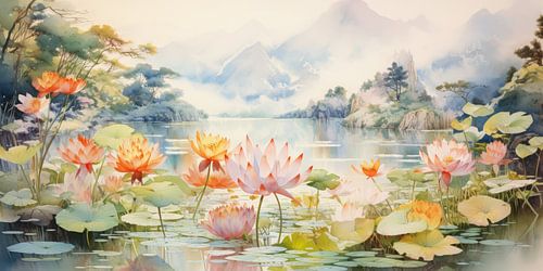 Heel mooi prachtig landschap met water en bergen