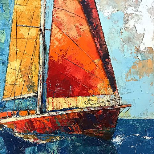 Vrolijk zeilschip in kleuren