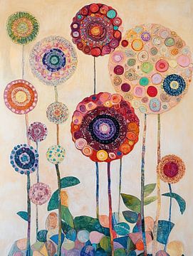 Modern Circle Flower Art by Wonderful Art