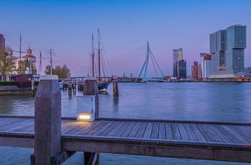 La ligne d'horizon de Rotterdam de nuit