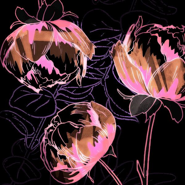 Midnight Garden Modern Expressionism by Mad Dog Art