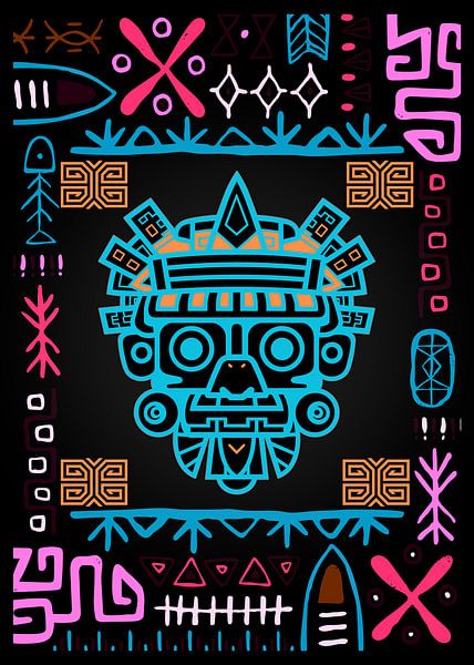 Aztec Tribal Mask Design by BRZ999