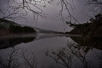 The Ness lake covered with fog