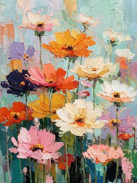 Bunte Wildblumen – Impressionistische Ölmalerei von Niklas Maximilian