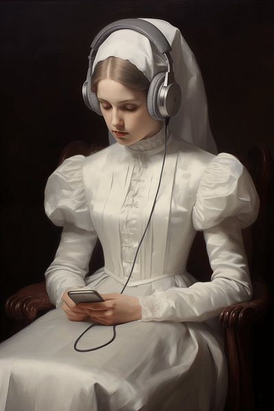 Dame avec smartphone par NJ Midnight Studio