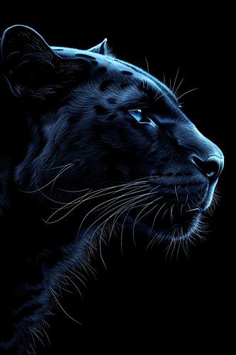 Portret van een zwarte panter in de nacht
