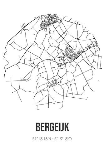Bergeijk (Noord-Brabant) | Karte | Schwarz und Weiß