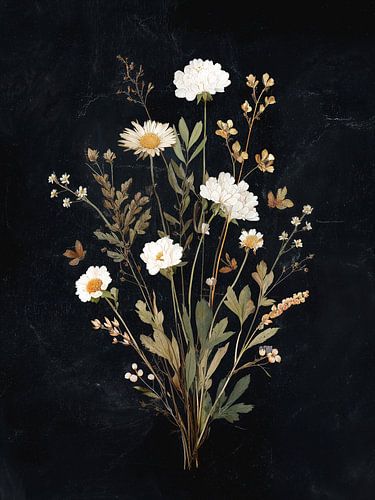 Wildflower Bouquet on Dark Background