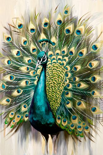 Pauw met kleurrijke verenpracht