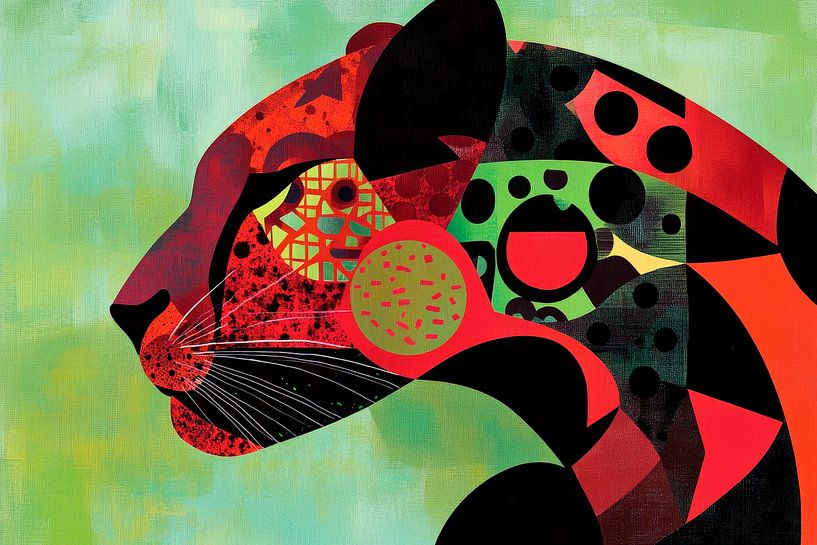 Kleurrijk panterprofiel in pop-artstijl van Poster Art Shop