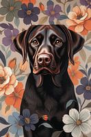 chocoladebruine labrador gebloemd