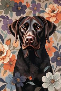 labrador brun chocolat floral