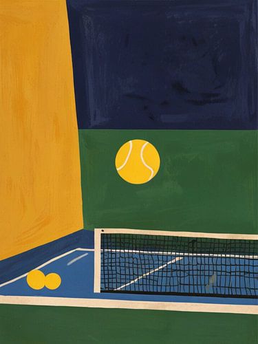 De gele ballen op de tennisbaan