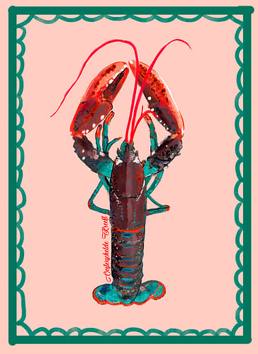 Dessin de la langouste de l'Oosterschelde – Orange & vert