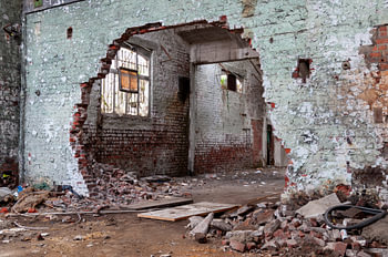 Industrial abandoned building with characterful colors