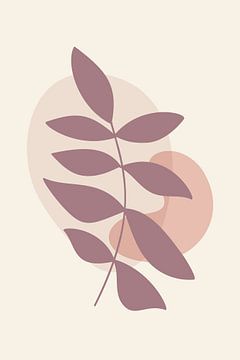 Modern boho botanical. Leaves in pastel colors. Sand, salmon pink, beige 4 by Dina Dankers