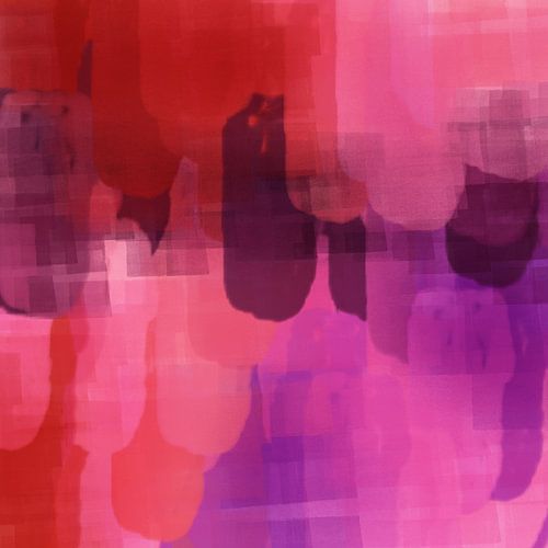 Retro horizon. Abstract landschap in rood, neonpaars, roze.