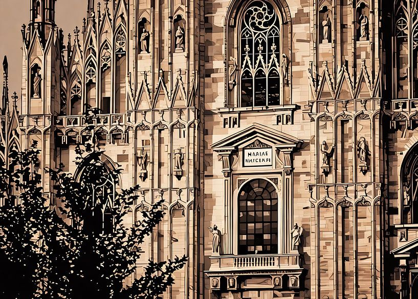 Gothic Cathedral Facade of Duomo of Milan by Sergio Pazzano