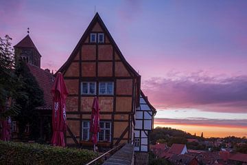 Oude stad, Quedlinburg; Harz gebergte