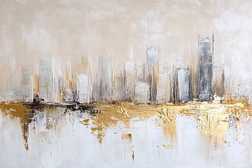 Abstracte skyline met gouden accenten van Imperial Art House