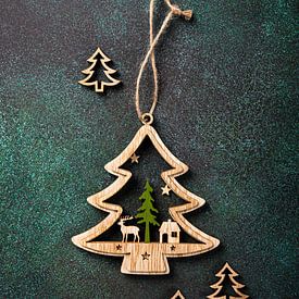 Wooden Christmas tree pendant and decoration. by Iryna Melnyk