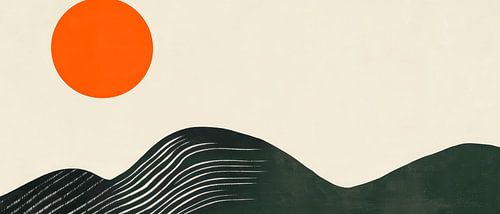 Minimalistisch landschap met zon