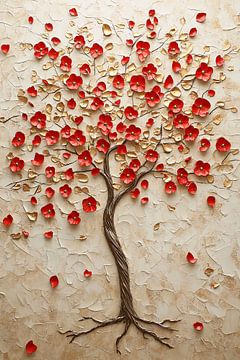 Arbre élégant avec des fleurs rouges sur Art & Soul Creations