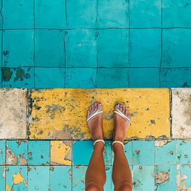 Sense of summer, with Ibiza blue tiles by Jellie van Althuis