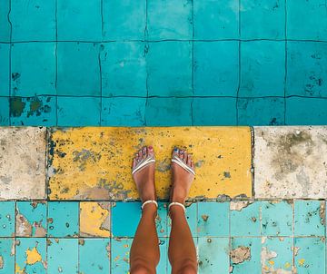 Sense of summer, with Ibiza blue tiles by Jellie van Althuis