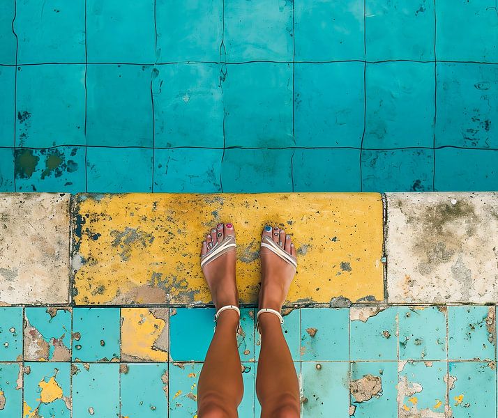 Sens de l'été, avec des carreaux bleus d'Ibiza par Jellie van Althuis