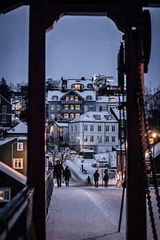 Zachte winterdagen tijdens de Kerst in Trondheim, Noorwegen