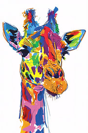 Giraffe in bunten Pinselstrichen von Minimal Blue