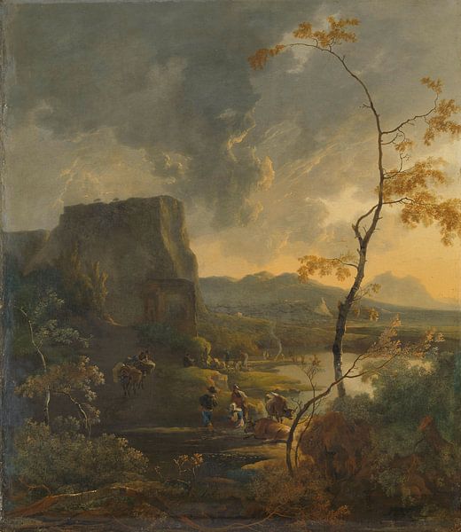 Paysage italien avec Tempietto ancien, Adam Pijnacker par Des maîtres magistraux