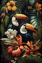 Two toucans in the jungle by Digitale Schilderijen thumbnail