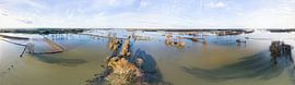 High tide in the river IJssel, wide panorama by Paul Oostveen