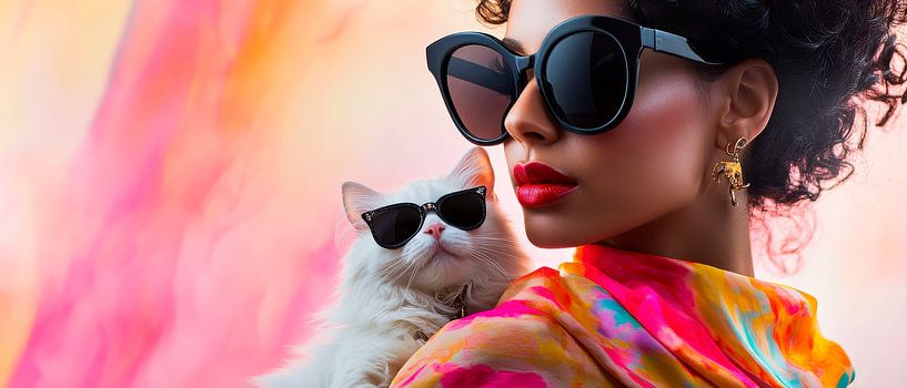 Fashion statement: Stylish woman with cat by Poster Art Shop