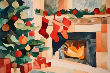 Christmas Eve fireplace by Poster Art Shop
