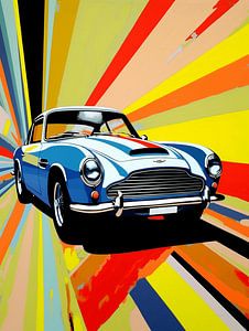 Aston Martin DB5 Sportwagen Oldtimer stilisiert Pop Art modern