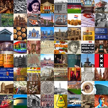 Alles aus Amsterdam - Collage aus typischen Bildern der Stadt und der Geschichte
