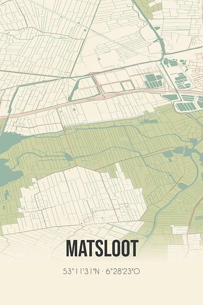 Vintage map of Matsloot (Drenthe) by Prints of Place