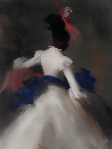 Klassiek abstract portret in roze, wit en blauw