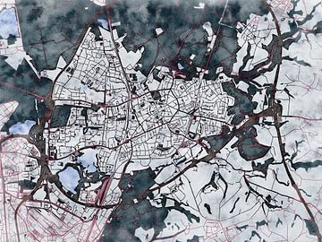 Kaart van Ratingen in de stijl 'White Winter' van Maporia